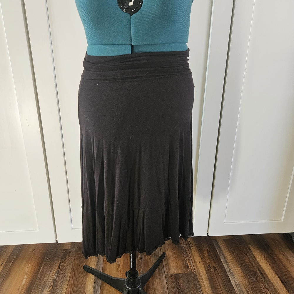 Black Ruched Waist Midi Skirt By Survival